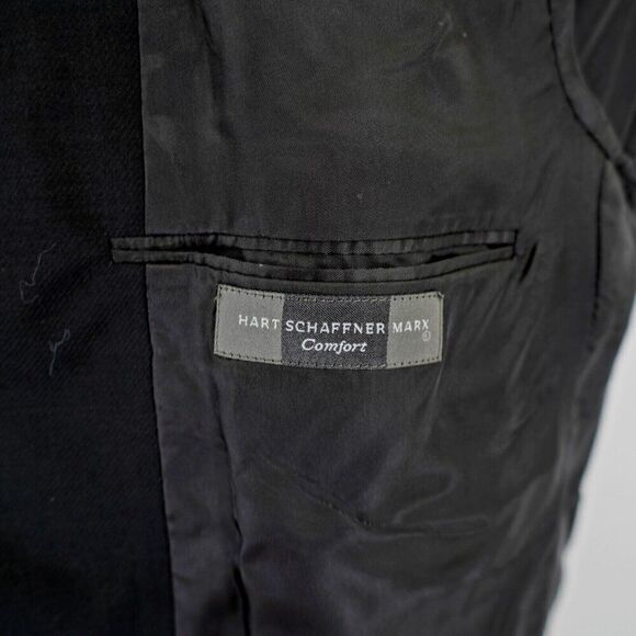 Hart Schaffner Marx Comfort Parisian 44L Black Thick Textured Wool Sport Coat - Picture 8 of 12